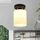 GobekUsa Black Industrial Milky Glass Ceiling Mount Semi Flush Light for Corridor