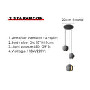 GobekUsa Industrial Cement Pendant Lights - Retro Moon Star Chandelier Fixture