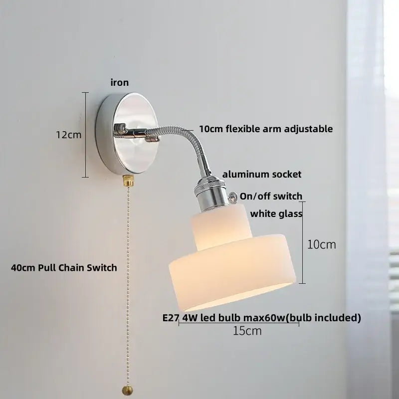 GobekUsa LED Wall Lamp Sconce with Pull Chain Switch and Flexible Arm, photo 12 of 22