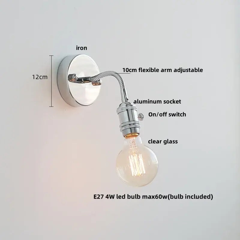 GobekUsa LED Wall Lamp Sconce with Pull Chain Switch and Flexible Arm, photo 9 of 22