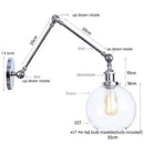 Industrial chrome wall sconce bedroom swing arm glass lamp by Decorbites