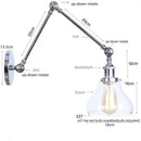 Industrial chrome wall sconce bedroom swing arm glass lamp by Decorbites