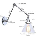 Industrial chrome wall sconce bedroom swing arm glass lamp by Decorbites