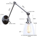Industrial chrome wall sconce bedroom swing arm glass lamp by Decorbites