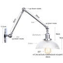 Industrial chrome wall sconce bedroom swing arm glass lamp by Decorbites