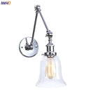 Industrial chrome wall sconce bedroom swing arm glass lamp by Decorbites