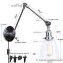 Industrial chrome wall sconce bedroom swing arm glass lamp by Decorbites