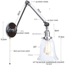 Industrial chrome wall sconce bedroom swing arm glass lamp by Decorbites