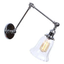 Industrial chrome wall sconce bedroom swing arm glass lamp by Decorbites