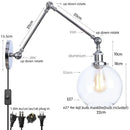 Industrial chrome wall sconce bedroom swing arm glass lamp by Decorbites