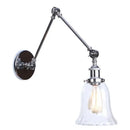 Industrial chrome wall sconce bedroom swing arm glass lamp by Decorbites