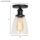 GobekUsa Industrial Clear Glass Cone Semi-Flush Light in Black for Living Rooms