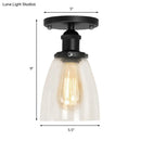 GobekUsa Industrial Clear Glass Cone Semi-Flush Light in Black for Living Rooms