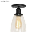 GobekUsa Industrial Clear Glass Cone Semi-Flush Light in Black for Living Rooms