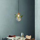 GobekUsa Industrial Clear Glass Dining Room Pendant Light Kit with Exposed Bulb and Wood Cap