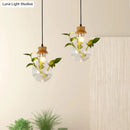 GobekUsa Industrial Clear Glass Dining Room Pendant Light Kit with Exposed Bulb and Wood Cap