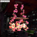 GobekUsa Industrial Clear Glass Hanging Lantern with 3 Cylindrical Heads - Restaurant Island Light with Artistic Plant Deco