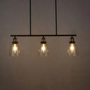 GobekUsa Industrial Clear Glass Pendant Light - Cone Shade, 2/3 Lights - Black Hanging Lamp Kit for Dining Room Island