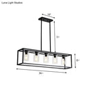GobekUsa Industrial Clear Glass Pendant with Cylinder Shade, 3/5 Lights, Dinette Up/Down Island Lamp in Black