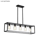 GobekUsa Industrial Clear Glass Pendant with Cylinder Shade, 3/5 Lights, Dinette Up/Down Island Lamp in Black
