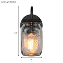 GobekUsa Industrial Clear Glass Wall Sconce with Black Jar Shade: Modern Bedroom Light Fixture with Floral Detail