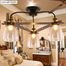 GobekUsa Industrial Cognac Glass Bell Semi Flush Ceiling Lamp (3/5/6 Heads) in Aged Brass - Perfect for Living Room