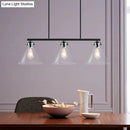 GobekUsa Industrial Cone Clear Glass Island Lamp in Black for Dining Table - 2/3 Lights Hanging Lighting