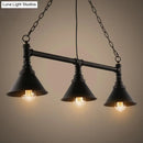 GobekUsa Industrial Cone Pendant Light - 3-Light Black Wrought Iron Hanging Lamp for Dining Room