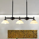 GobekUsa Industrial Cone Shade Hanging Light Kit with 3 White Glass Lights for Dining Room & Island Lighting
