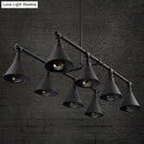 GobekUsa Industrial Conical Iron Pendant Light with 8 Bulbs for Wine Bar - Black/Rust