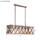 GobekUsa Industrial Cross-Framed Dining Room Island Light with 6 Rustic Metal Lights