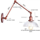 GobekUsa Adjustable Glass Swing Arm LED Wall Sconce with Pull Chain Switch