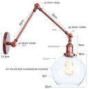 GobekUsa Adjustable Glass Swing Arm LED Wall Sconce with Pull Chain Switch