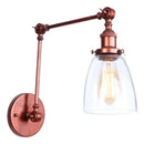 GobekUsa Adjustable Glass Swing Arm LED Wall Sconce with Pull Chain Switch