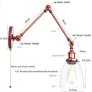 GobekUsa Adjustable Glass Swing Arm LED Wall Sconce with Pull Chain Switch