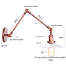 GobekUsa Adjustable Glass Swing Arm LED Wall Sconce with Pull Chain Switch