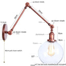 GobekUsa Adjustable Glass Swing Arm LED Wall Sconce with Pull Chain Switch