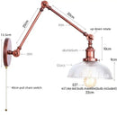 GobekUsa Adjustable Glass Swing Arm LED Wall Sconce with Pull Chain Switch