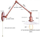 GobekUsa Adjustable Glass Swing Arm LED Wall Sconce with Pull Chain Switch