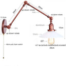 GobekUsa Adjustable Glass Swing Arm LED Wall Sconce with Pull Chain Switch
