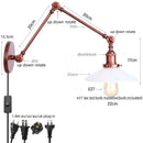 GobekUsa Adjustable Glass Swing Arm LED Wall Sconce with Pull Chain Switch