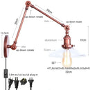 GobekUsa Adjustable Glass Swing Arm LED Wall Sconce with Pull Chain Switch