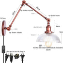 GobekUsa Adjustable Glass Swing Arm LED Wall Sconce with Pull Chain Switch
