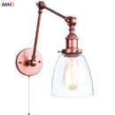 GobekUsa Adjustable Glass Swing Arm LED Wall Sconce with Pull Chain Switch