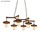 GobekUsa Rustic Metal Island Lamp with 6 Lights - Open Bulb Pendant Lighting for Dining Room with Gear Deco