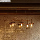 GobekUsa Rustic Metal Island Lamp with 6 Lights - Open Bulb Pendant Lighting for Dining Room with Gear Deco