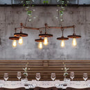 GobekUsa Rustic Metal Island Lamp with 6 Lights - Open Bulb Pendant Lighting for Dining Room with Gear Deco