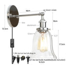 GobekUsa Loft Clear Glass Rustic LED Wall Light - Industrial Style Iron Wall Lamp