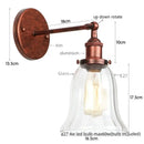 GobekUsa Loft Clear Glass Rustic LED Wall Light - Industrial Style Iron Wall Lamp