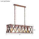 GobekUsa Industrial Cross-Framed Dining Room Island Light with 6 Rustic Metal Lights